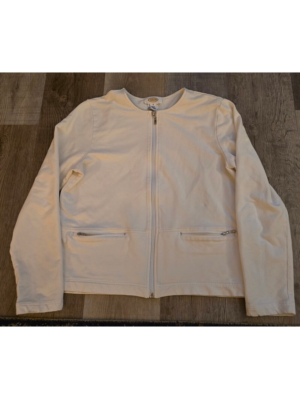 Vintage 90s Y2K Talbots White Terry Cloth Zip Up Jacket (M)
